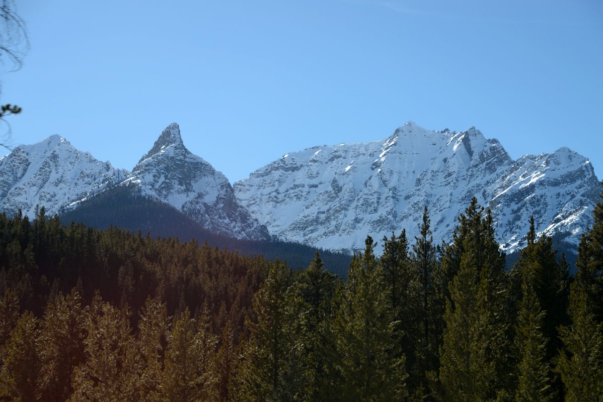 06A Mount Bell Afternoon From Trans Canada Highway Driving Between Castle Junction Banff And Lake Louise in Winter